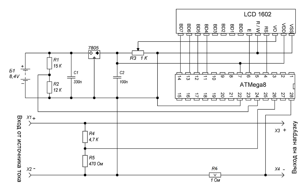 Lcd 1602 принципиальная схема