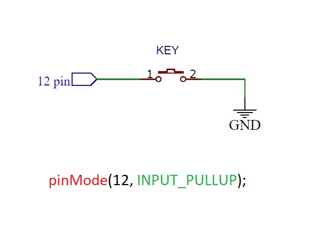 Схема подключения кнопки к Ардуино при использовании внутреннего подтягивающего резистора.